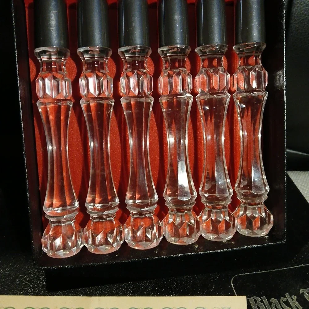 Maxam CTASK Black Forest Vtg MCM Lucite Handle‎ Steak Knives Boxed Set 6